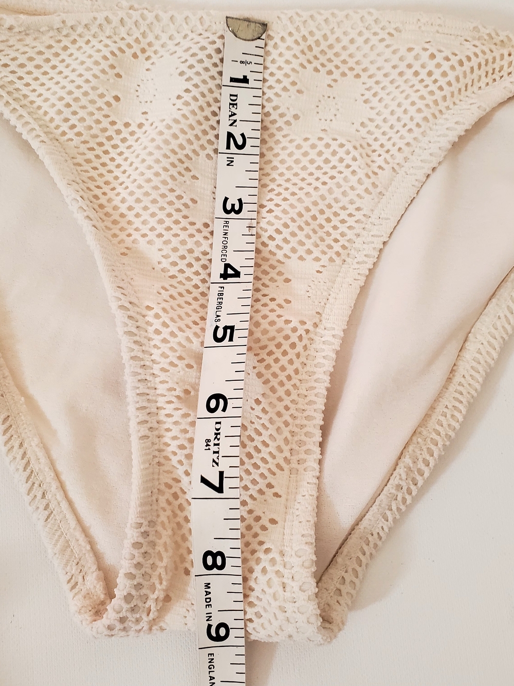 Women's Y2K Retro Cream Stretch Crochet Sz M Triangle Bikini by daffy waterwear - Picture 5 of 12